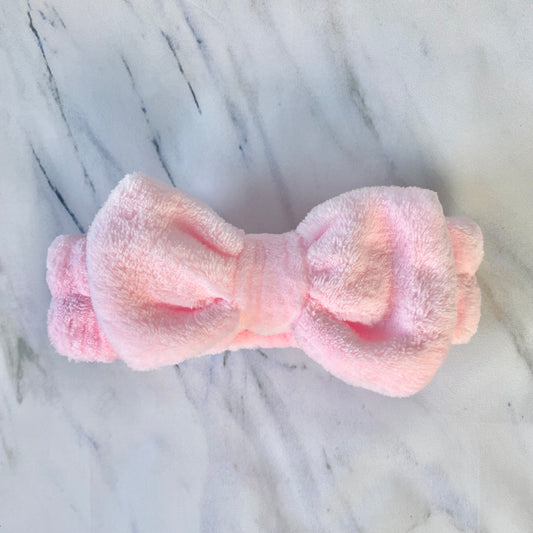 Pink Bow Flannel Headband
